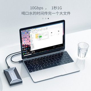 Yottamaster 尤达大师 M.2硬盘盒NGFF双盘位SATA移动硬盘盒Type-C USB3.1雷速固态硬盘盒雪花棱条外接盒尤达灰SO4