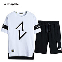 La Chapelle 拉夏贝尔 男士夏季纯棉短袖短裤运动套装宽松休闲一套男生衣服潮