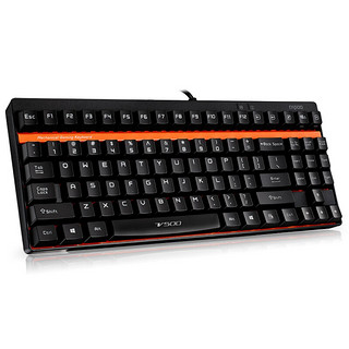 RAPOO 雷柏 V500 87键 有线机械键盘 黑色 雷柏青轴 无光