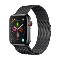 Apple 苹果 Watch Series 4 智能手表 44mm GPS+蜂窝网络 深空黑色不锈钢表壳 黑色米兰尼斯表带（黑色）