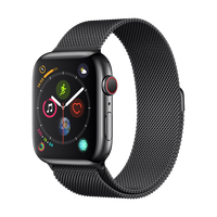 Apple 苹果 Watch Series 4 智能手表 44mm GPS+蜂窝网络 深空黑色不锈钢表壳 黑色米兰尼斯表带（黑色）