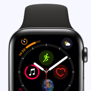 Apple 苹果 Watch Series 4 智能手表 44mm GPS+蜂窝网络 深空黑色不锈钢表壳 黑色运动型表带（GPS）