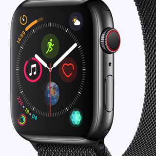 Apple 苹果 Watch Series 4 智能手表 44mm GPS+蜂窝网络 深空黑色不锈钢表壳 黑色运动型表带（GPS）