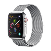 Apple 苹果 Watch Series 4 智能手表 44mm GPS+蜂窝网络 银色不锈钢表壳 银色米兰尼斯表带（GPS）