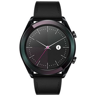 HUAWEI 华为 WATCH GT 智能手表 42mm 雅致款 黑色陶瓷表圈 黑色皮革表带（北斗、GPS、NFC）