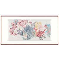 橙舍 戴志文 国画花卉工笔画《百花争艳》装裱90x180cm 宣纸 精致桃木