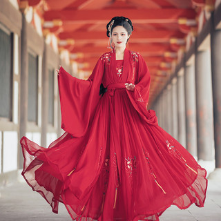 云香霓裳 汉服 榴之夏 女士上襦吊带下裙 YS262 红色 S