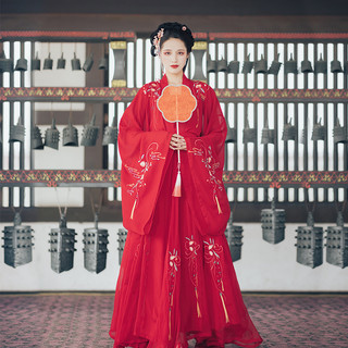 云香霓裳 汉服 榴之夏 女士上襦吊带下裙 YS262 红色 S
