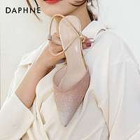 DAPHNE 达芙妮 高跟鞋女2021夏季新款一字带尖头细跟单鞋 03005粉红