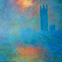 Artron 雅昌 莫奈《浓雾中的伦敦国会大厦》95×84cm 原作版画 沙发背景墙装饰画