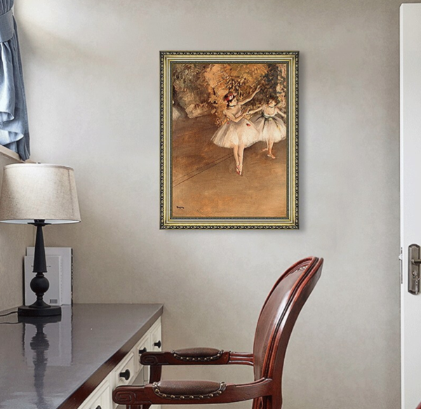 Artron 雅昌 德加《两个芭蕾舞女》装饰画挂画 典雅栗(偏金色) 54×69cm