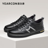 YEARCON 意尔康 男鞋潮流韩版百搭休闲板鞋平底系带学生风单鞋男 1512ZE98201W 黑色 44