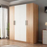 A家家具 衣柜 北欧卧室简约开门衣柜现代极简木质四门衣柜 A0416 1.6米