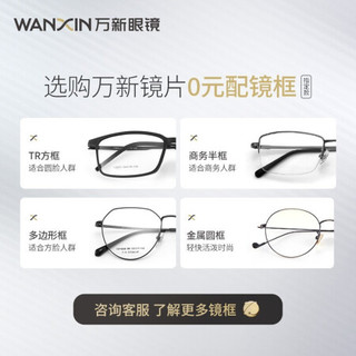 万新防蓝光近视眼镜片薄非球面高散光定制1.56/1.60/1.67/1.74含镜框架轻钛金属男女款 钛+金属-全框-50012C4-枪色 1.74防蓝光定制镜片（300-1500近视）