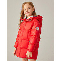 安奈儿童装儿童中长款羽绒服2020冬新款加厚保暖 创意红 90cm