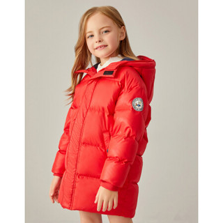 安奈儿童装儿童中长款羽绒服2020冬新款加厚保暖 创意红 130cm