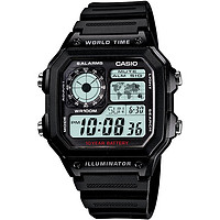 CASIO 卡西欧 中性款数字黑色树脂表带手表