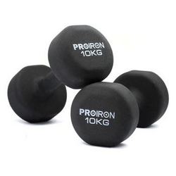 PROIRON 浸塑磨砂哑铃男士家用力量训练深蹲健身器材 体育用品10公斤