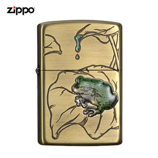 美国进口之宝（ZIPPO）防风煤油打火机不含油 荷塘蛙语-铜色 品牌直供原装正版