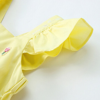 商场同款安奈儿童装女童短袖连衣裙2021夏新款 淡彩黄 110cm