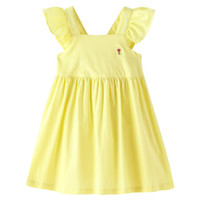 商场同款安奈儿童装女童短袖连衣裙2021夏新款 淡彩黄 90cm