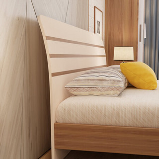A家家具 床 现代简约板式框架双人床 卧室家具架子床 1.5米架子床+床垫+床头柜*1 A008-150