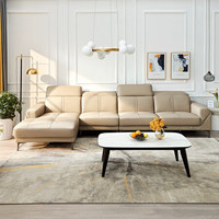 QuanU 全友 102582AI 轻奢真皮沙发 1+3+转正 浅卡其