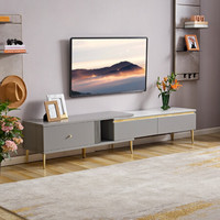 全友家居 仿岩板钢化玻璃台面电视柜现代轻奢可伸缩电视柜客厅家具126905 伸缩电视柜