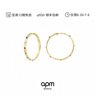 APM Monaco新品大号彩石圆圈银耳环女 古罗马风耳饰首饰时尚饰品 气质女士礼物