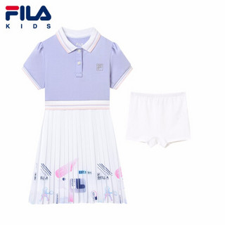 FILA KIDS斐乐童装女童连衣裙2021夏季新款儿童中大童百褶公主裙子 娄阑紫-PU 120cm