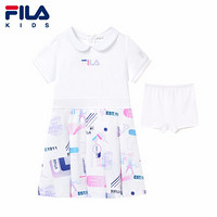 FILA KIDS斐乐童装女童连衣裙2021夏季新款儿童中大童娃娃领公主裙子 标准白-WT 120cm