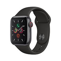 Apple 苹果 Watch Series 5 GPS+蜂窝款 智能手表 40mm 深空灰色铝金属表壳 黑色运动型表带 (GPS)