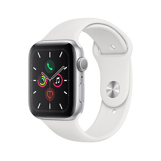 Apple 苹果 Watch Series 5 GPS款 智能手表 44mm 银色铝金属表壳 白色运动型表带 (GPS)