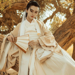 ZIJUEQIUSE 子爵秋色 汉服 敖丙蛟龙 男女款交领中衣 白色 S