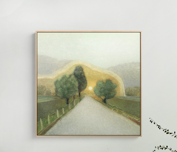 仟象映画 Rob 北欧油画 Towords the setting sun 60x60cm 浅木色实木框 装饰画