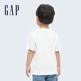 Gap男幼童纯棉T恤687909夏季2021新款童装短袖上衣 白色 90cm(90cm(2岁))