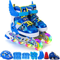 迪士尼儿童轮滑鞋男女童可调旱冰鞋溜冰鞋礼盒套装单全闪3+-