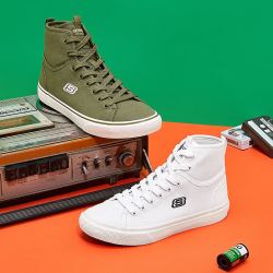 skechers 斯凯奇 男士高帮小白鞋板鞋运动休闲鞋情侣款帆布鞋