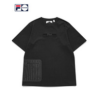 FILA FUSIONx WM白山联名男子短袖衫2021夏秋新款高街潮流宽松T恤 深黑-BK（宽松版型，建议拍小一码） 190/108A/XXXL