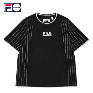 FILA FUSIONx WM白山联名潮牌女装短袖衫2021夏秋新款时尚宽松T恤 深黑-BK 165/84A/M