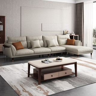 A家家具 沙发 轻奢意式简约科技布艺沙发 北欧可拆洗组合沙发（三色可选 留言客服）DB1578 三+中+左贵妃