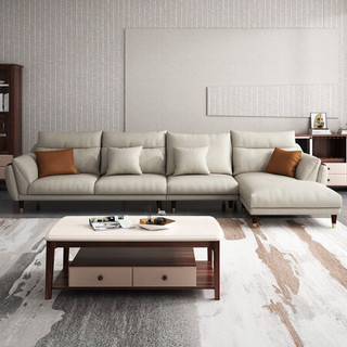 A家家具 沙发 轻奢意式简约科技布艺沙发 北欧可拆洗组合沙发（三色可选 留言客服）DB1578 三+中+左贵妃