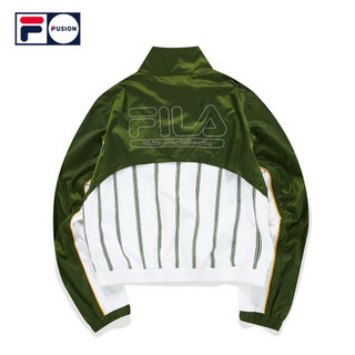 FILA FUSIONx WM白山联名2021夏秋新款撞色条纹宽松外套皮肤衣女 丛林墨绿-DG 175/92A/XL