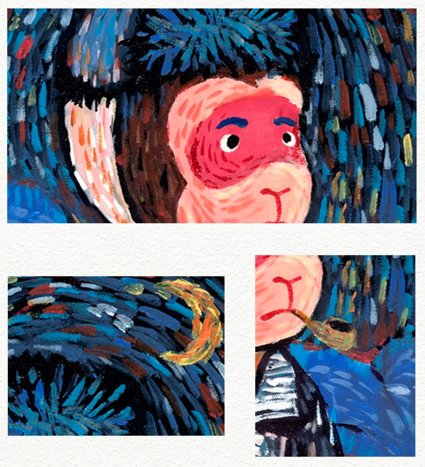 墨斗鱼艺术 陈建周《梵高悟空版》63×48cm 2019年 艺术微喷床头画装饰画
