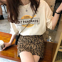 Puella 拉夏贝尔旗下夏季新款韩版印花宽松上衣女式宽松潮流圆领短袖T恤
