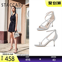 STACCATO 思加图 夏季新款一字带罗马风凉鞋婚鞋细高跟鞋女鞋9VN63BL0