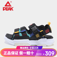 匹克态极凉鞋男2021夏季软底弹力透气运动凉拖鞋 黑色/彩兰 42