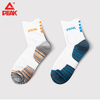 匹克PEAK运动袜吸汗防脱羽毛球袜子男款2双装中筒袜均码 蓝橙 YY50101 2双装 均码（橙&蓝）