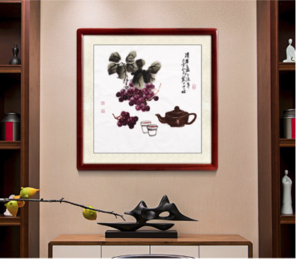 dexitang得玺堂张少培清茶盏忆流年5050cm名家手绘国画中式山水画玄关