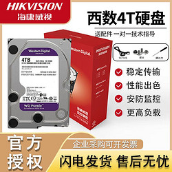 HIKVISION 海康威视 4T机械硬盘西数监控专用紫盘录像机电脑西部数据WD垂直盘